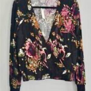Anthropologie Tiny Callie Floral Top Wrap Blouse size L